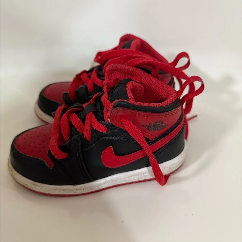 JORDAN Kids Red and Black Sneakers